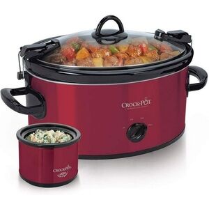 Crock-Pot 6-Quart Cook and Carry Slow Cooker with Little Dipper Warmer (Red)